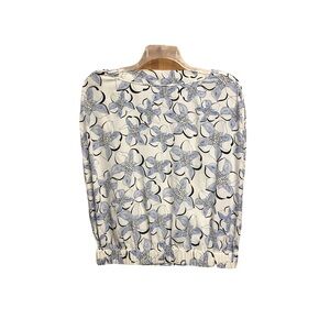 Diane Von Furstenberg Cream and Blue Floral Tank Top